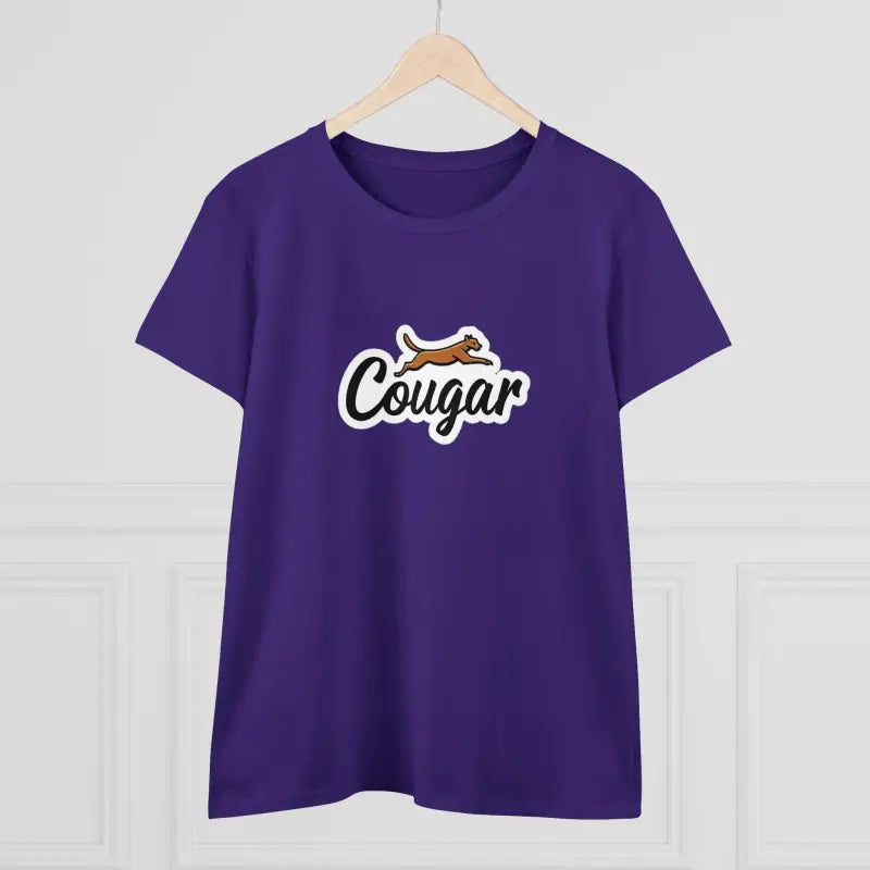 Purple Youre A Cougar Womens Midweight Cotton Tee Shirt featuring a cougar design