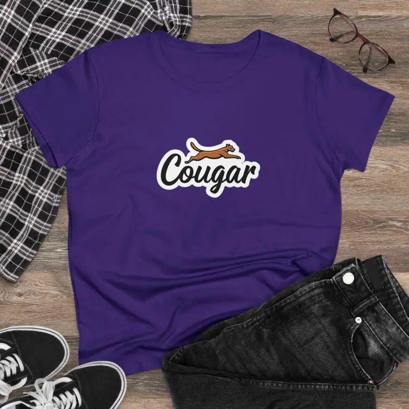 Purple Youre A Cougar Women’s Midweight Cotton T-shirt featuring Cougar logo