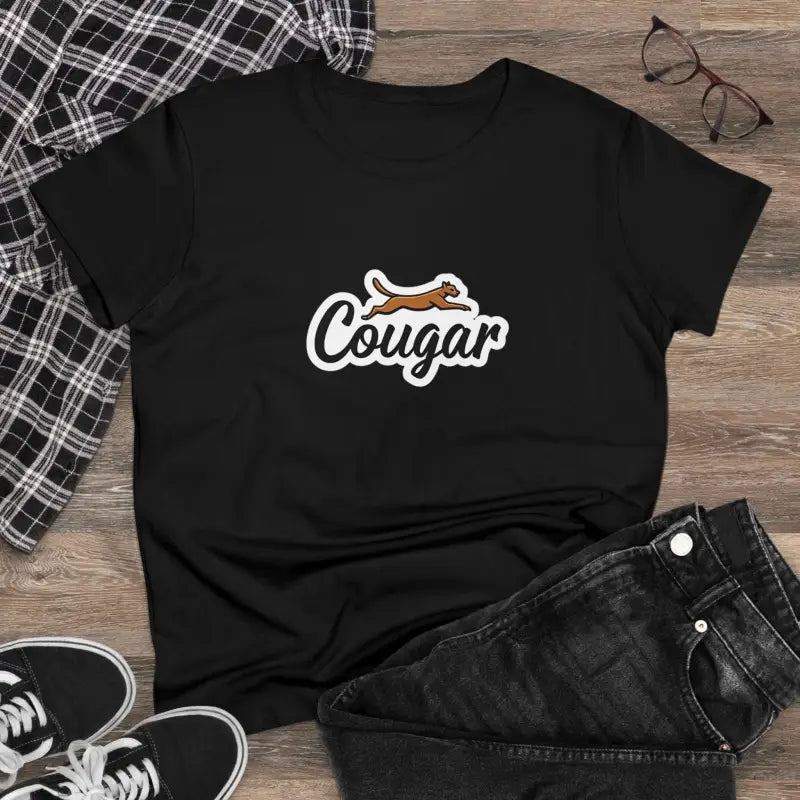 Black Cougar graphic on Youre A Cougar Women’s Midweight Cotton Tee Shirt