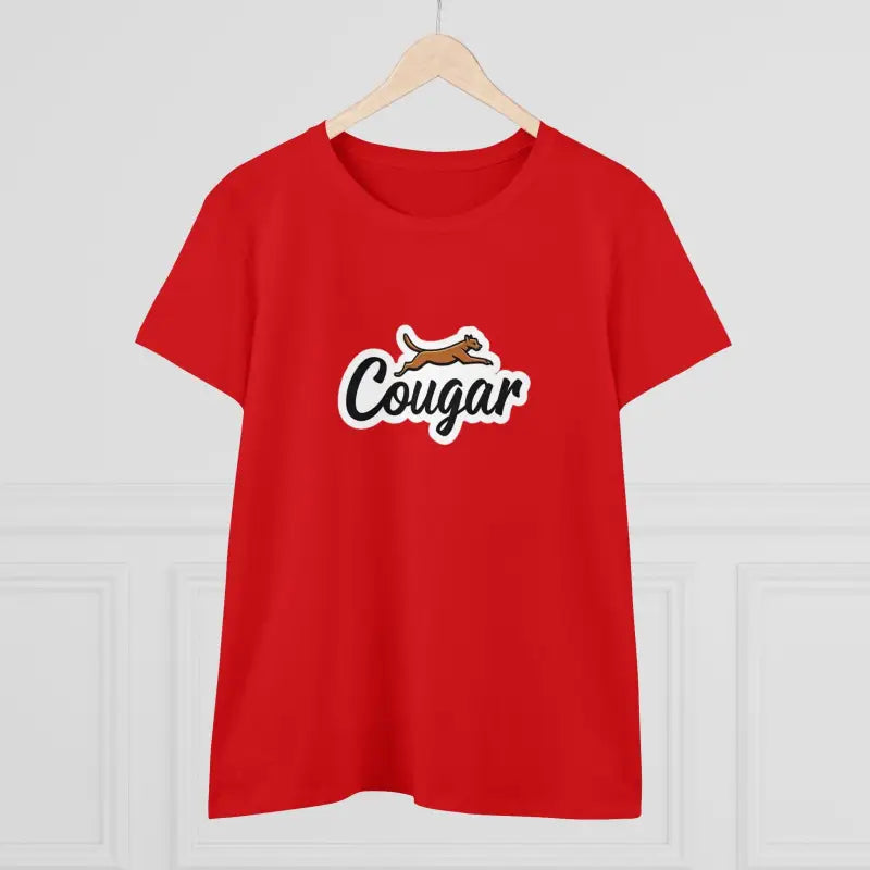 Red Youre A Cougar Women’s Midweight Cotton Tee Shirt featuring a stylish cougar graphic