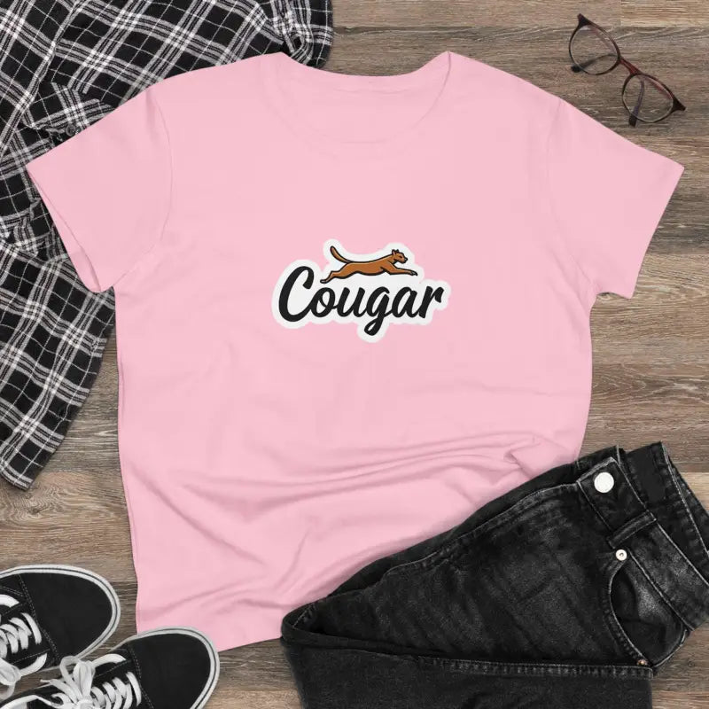 Pink Youre A Cougar Women’s Midweight Cotton Tee Shirt featuring a cougar graphic